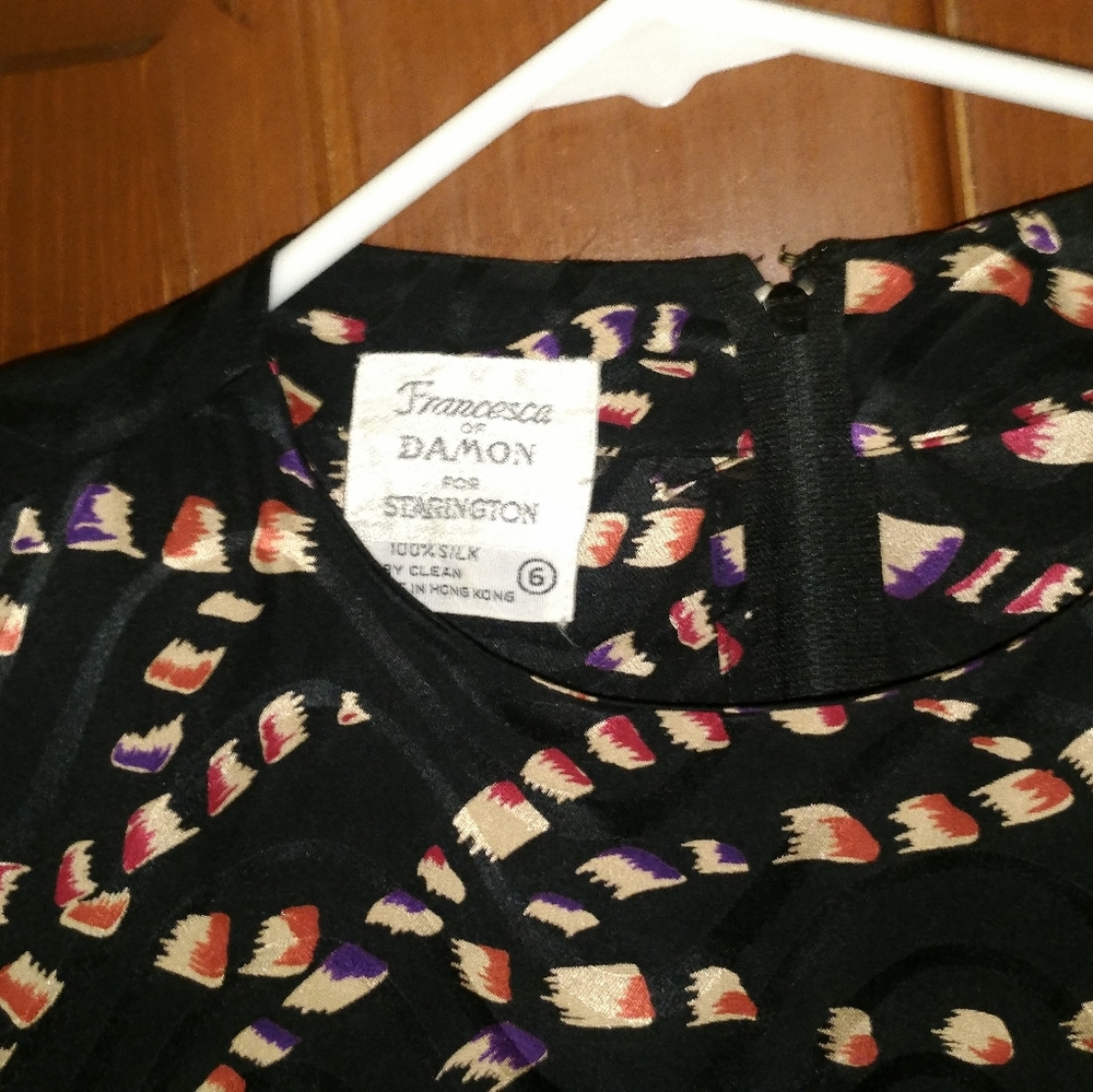Vintage Black Patterned Dress - Picture 5 of 6